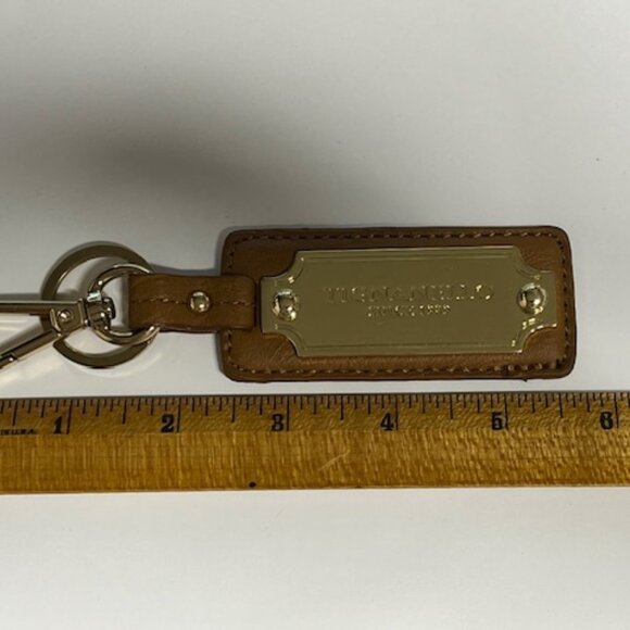 Tignanello Brown Leather Metal Key Fob Purse Clip & Ring Hang Tag - Picture 11 of 12